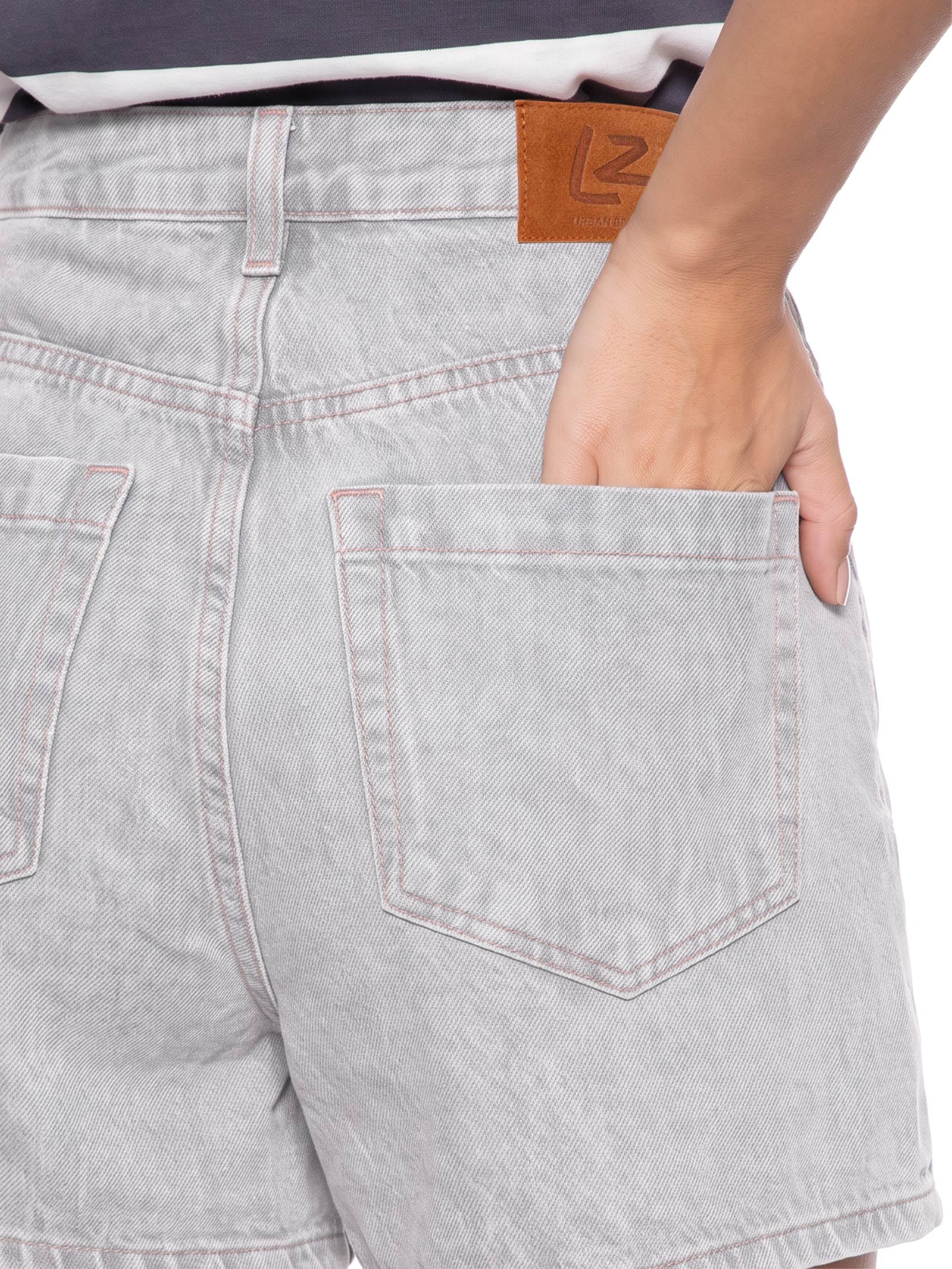 Short Feminino Boyfriend Jeans Cinza Lez A Lez