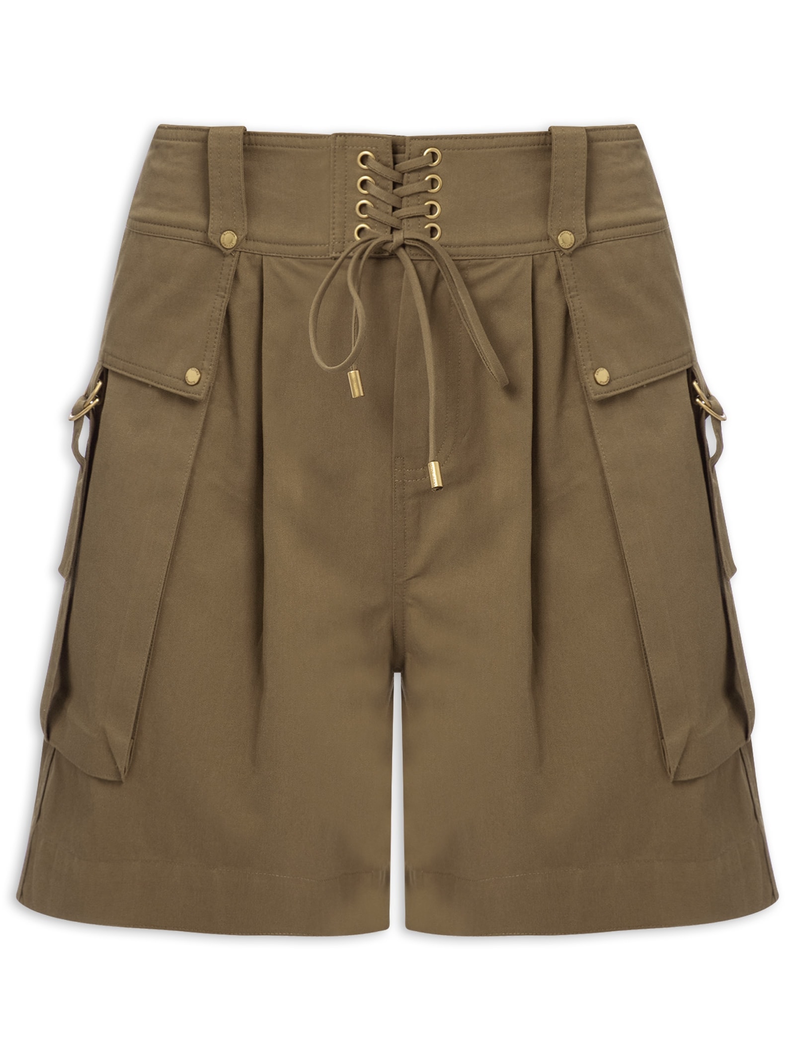 Short Feminino Cargo Verde Animale Jeans