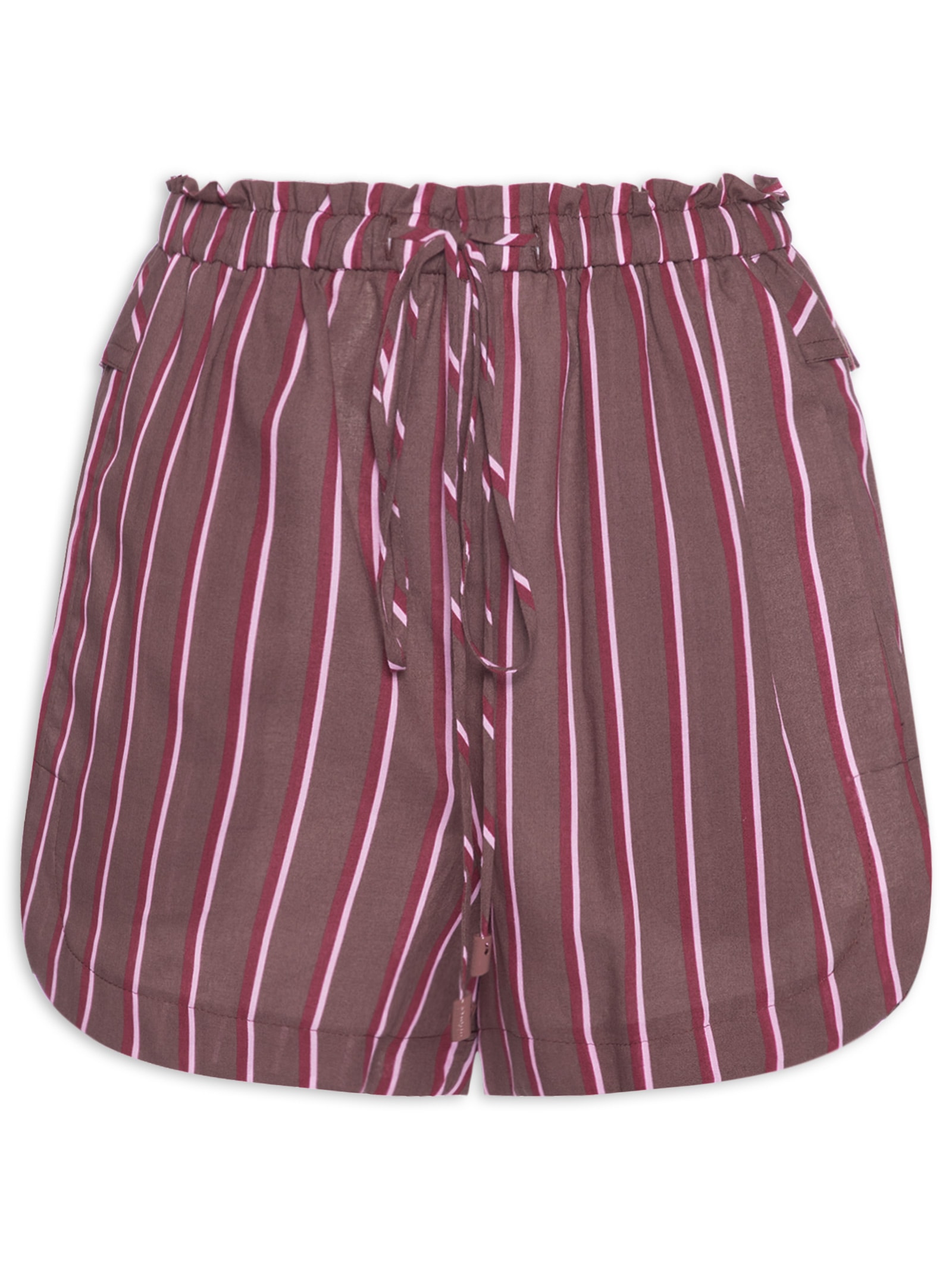 Short Feminino Casual Listrado Marrom Animale