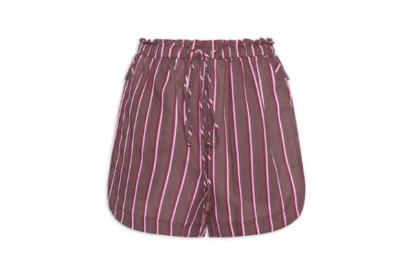 Short Feminino Casual Listrado - Marrom