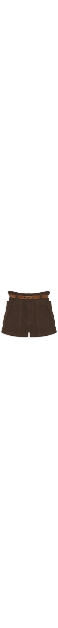 Short Feminino Cinto Couro Cintura média - Marrom