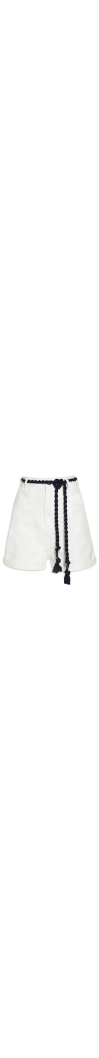 Short Feminino Cintura Aalta Navy - Off White