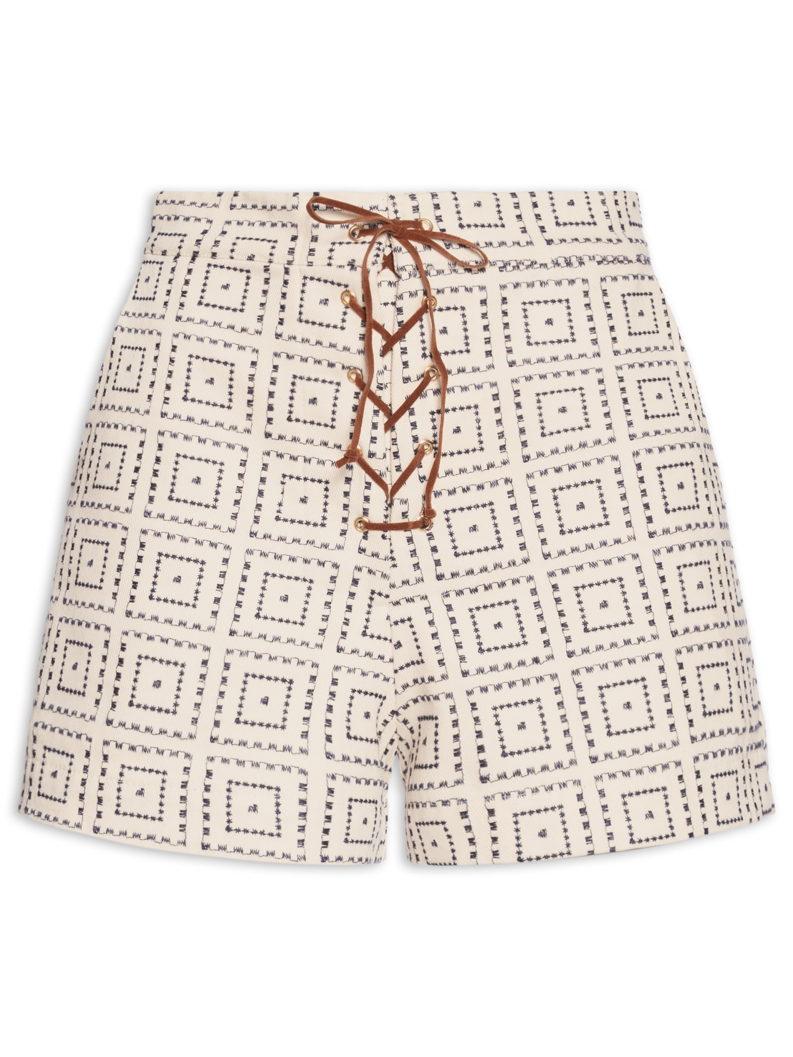 Short Feminino Cintura Alta Com Amarração Off White '2Essential