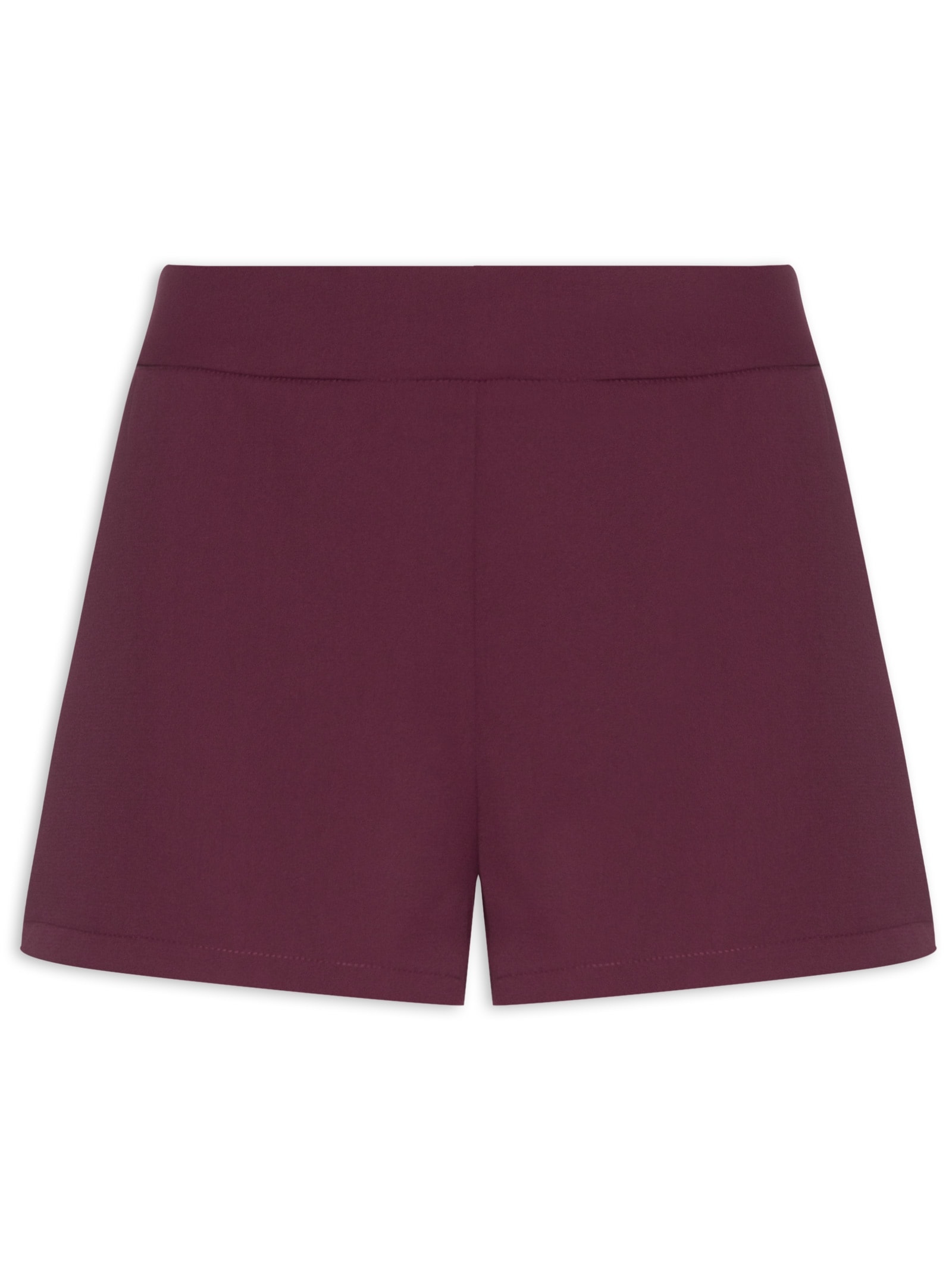 Short Feminino Cintura Alta em Alfaiataria Vinho '2Essential
