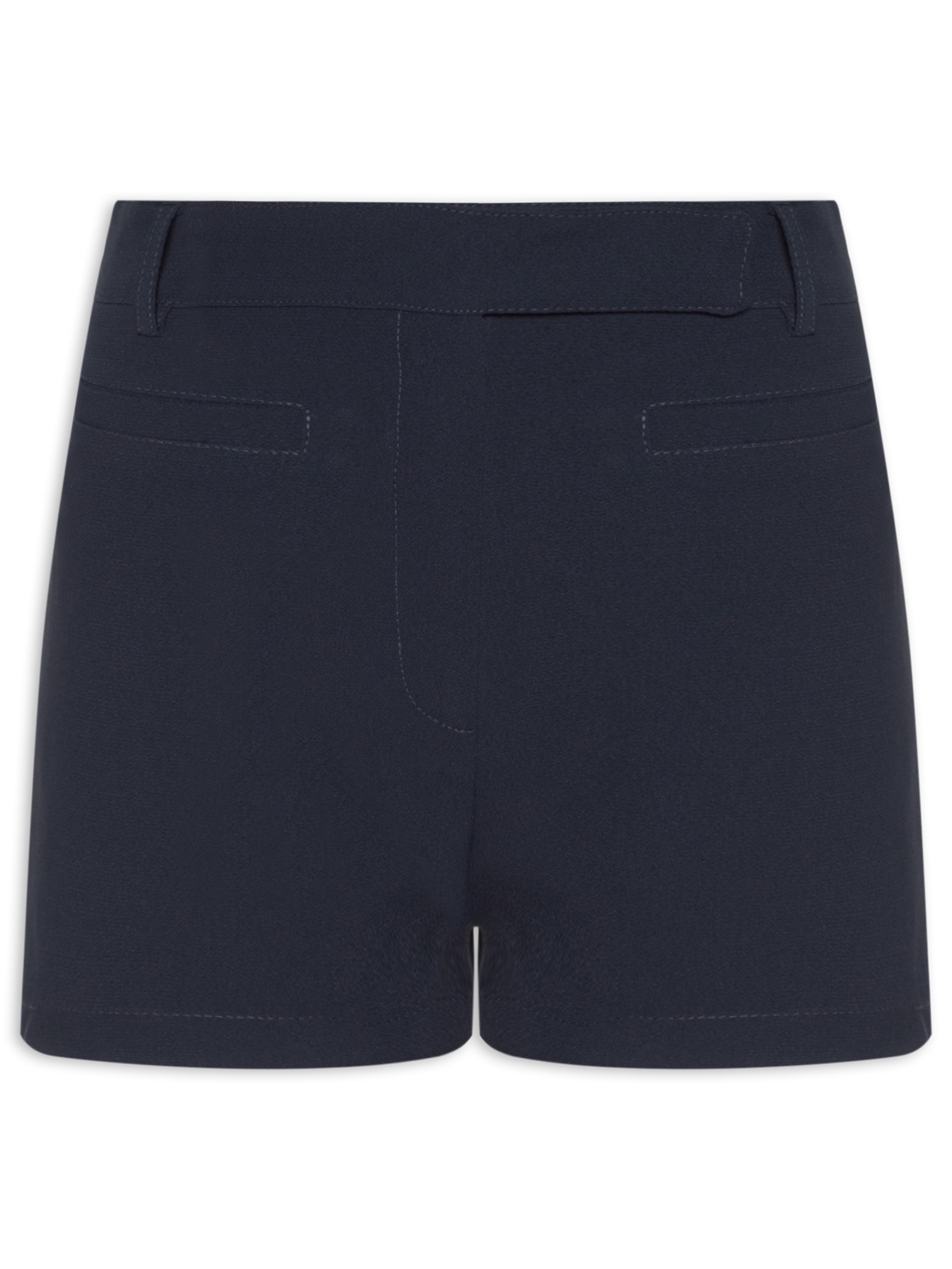 Short Feminino Cintura Alta Em Crepe Azul '2Essential