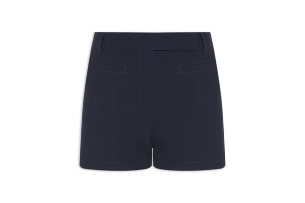 Short Feminino Cintura Alta Em Crepe - Azul