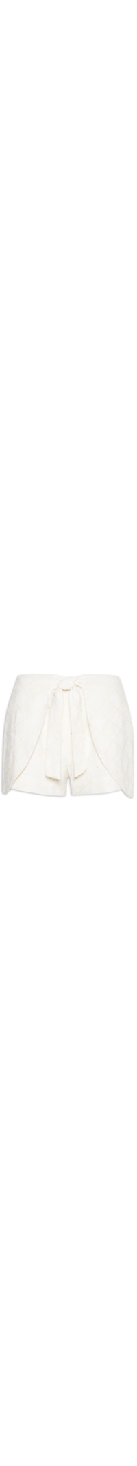 Short Feminino Cintura Alta Em Linho Misto Bordado - Off White