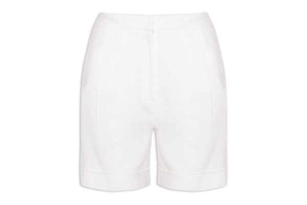 Short Feminino Cintura Alta Em Linho Misto - Off White