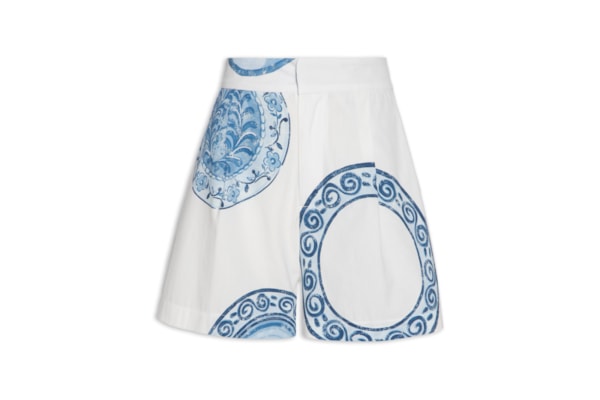 Short Feminino Cintura Alta Estampado - Branco