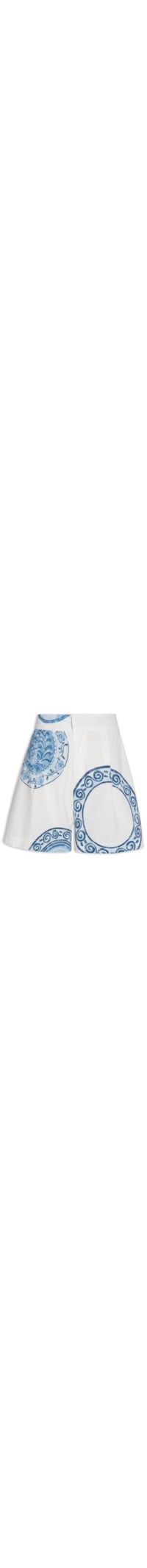 Short Feminino Cintura Alta Estampado - Branco