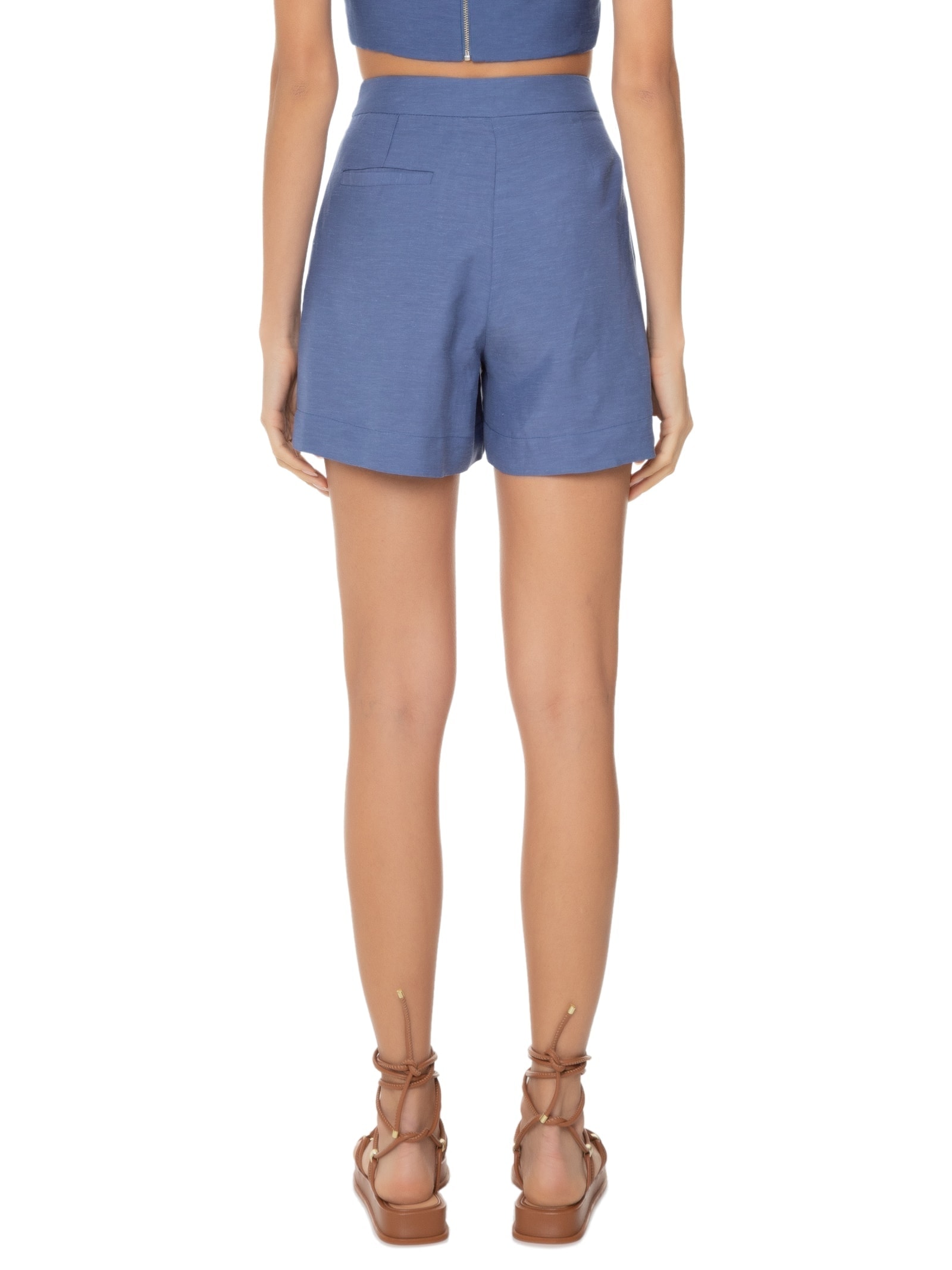 Short Feminino Cintura Alta Linho Azul '2Essential
