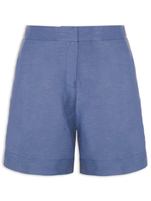 Short Feminino Cintura Alta Linho – Azul