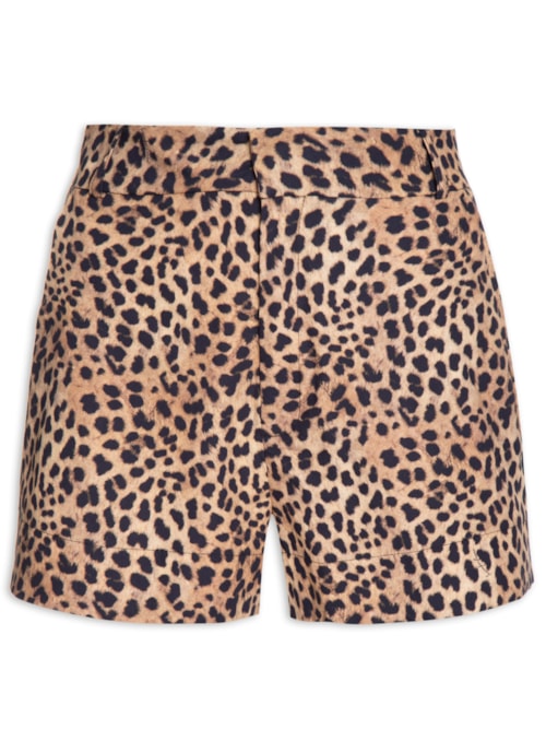 Short Feminino Cintura Alta Onça - Animal Print