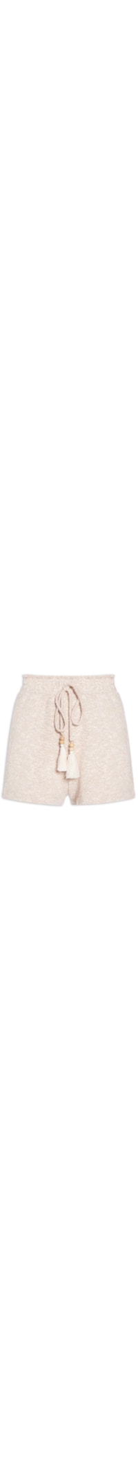 Short Feminino Clochard Com Cordão E Detalhe Em Tassel - Bege