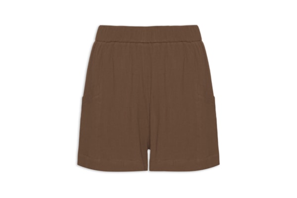 Short Feminino Com Acabamento A Fio - Marrom 