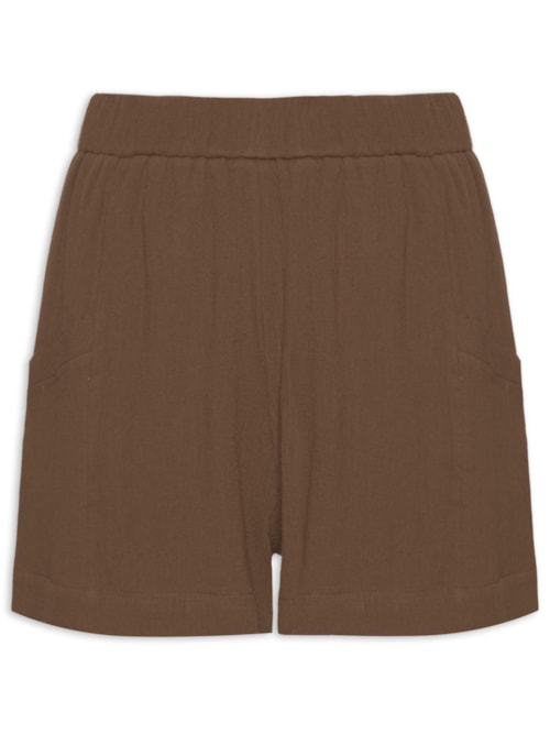 Short Feminino Com Acabamento A Fio - Marrom