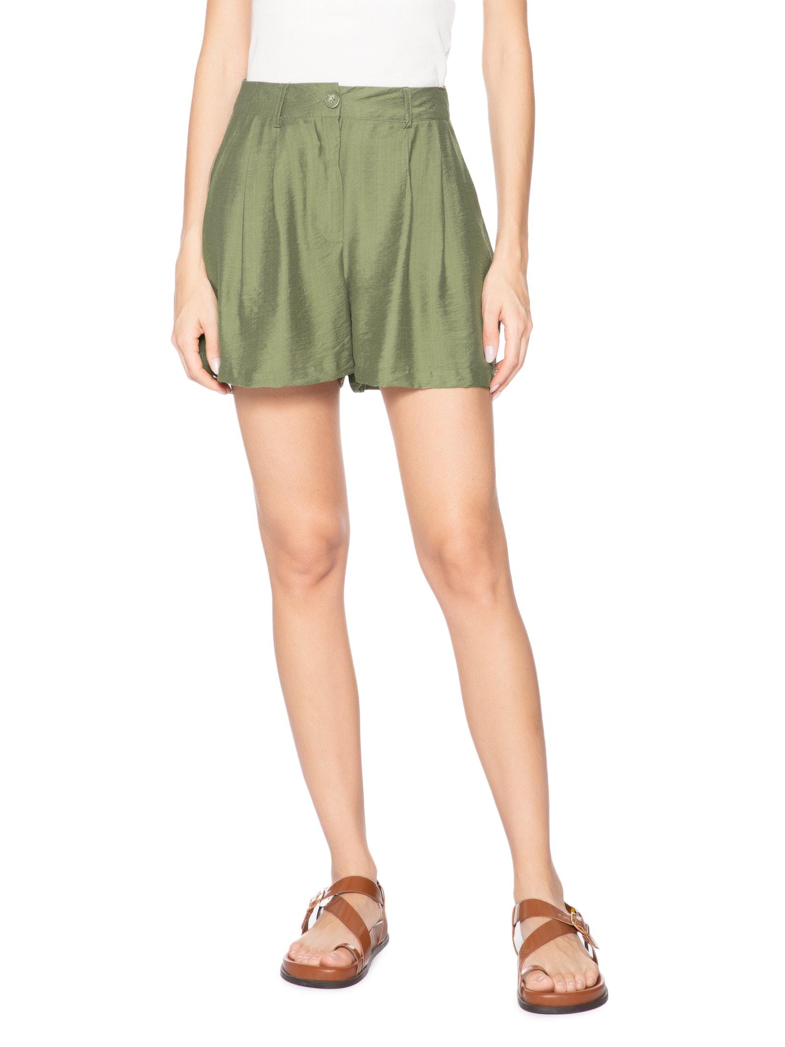 Short Feminino Com Amarração Verde Market 33