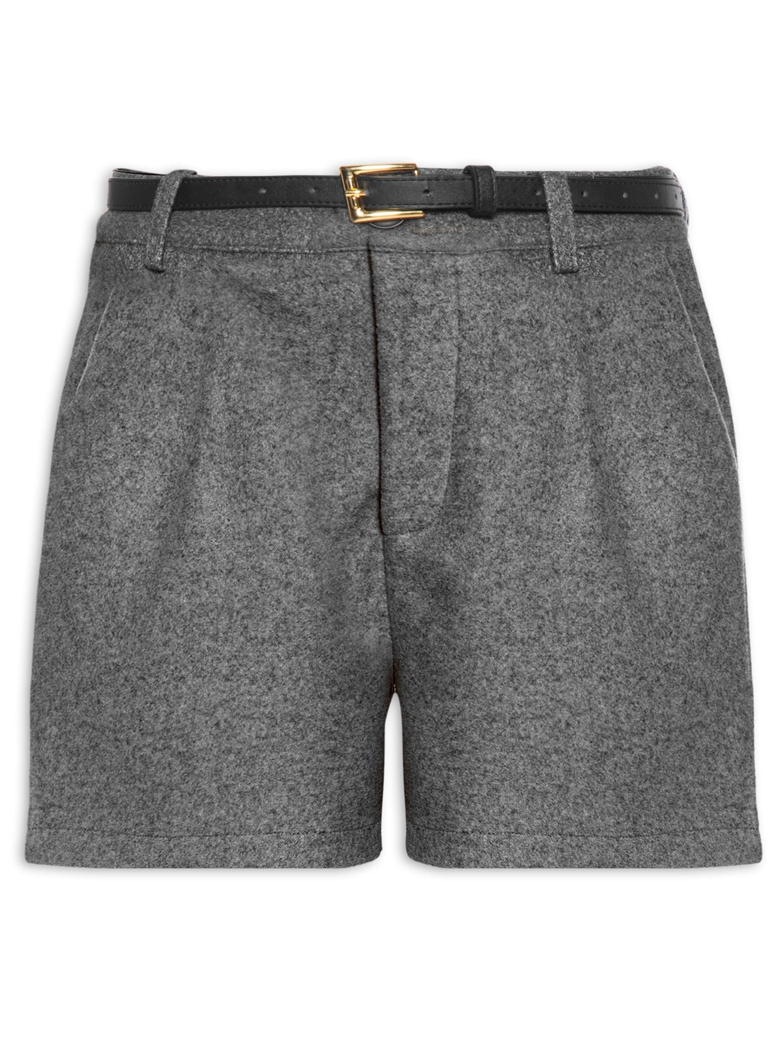 Short Feminino Com Cinto Removível Cinza Market 33