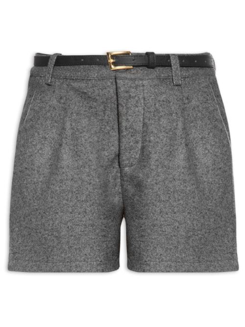 Short Feminino Com Cinto Removível – Cinza