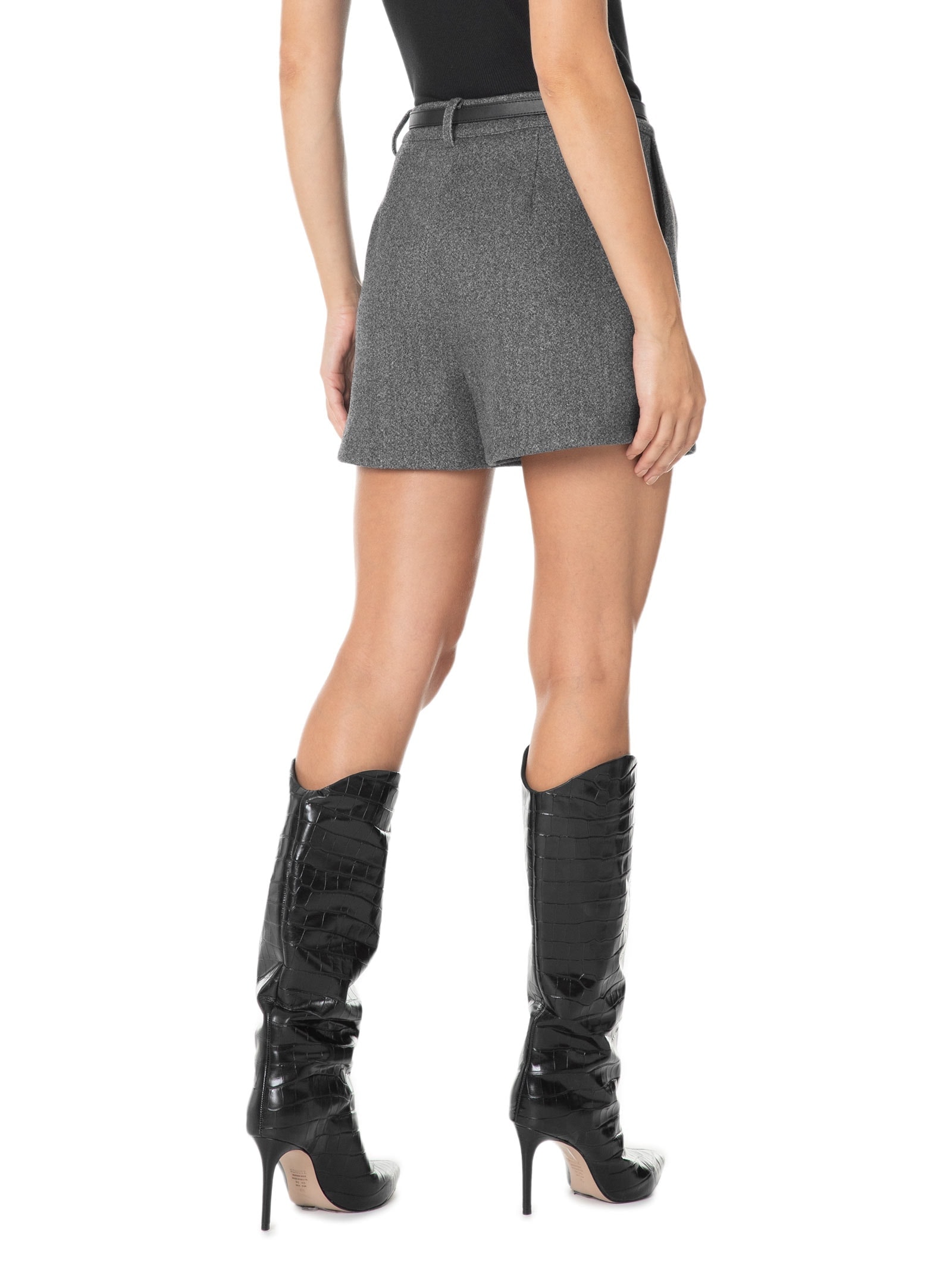 Short Feminino Com Cinto Removível Cinza Market 33