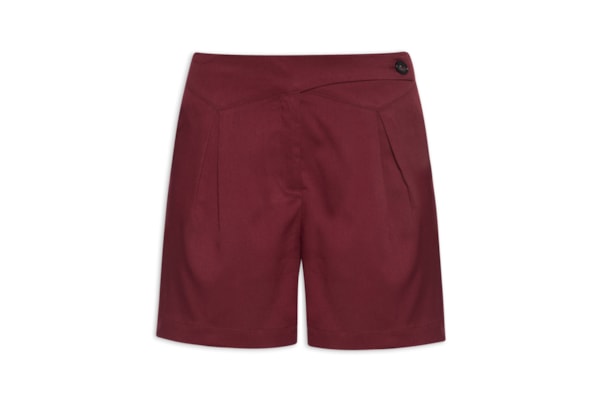Short Feminino Com Cós Assimétrico - Vermelho