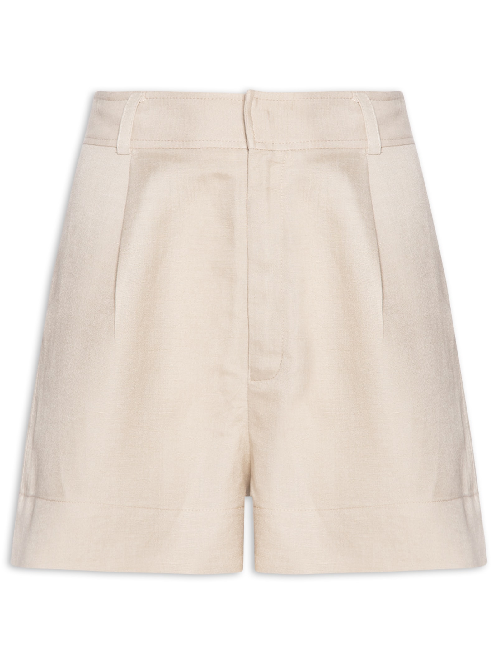 Short Feminino Com Linho Chino Bege Animale