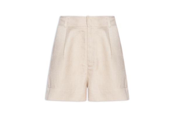 Short Feminino Com Linho Chino - Bege