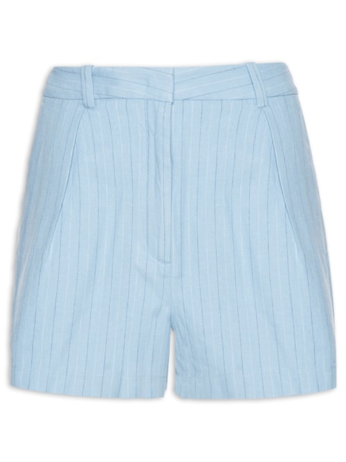 Short Feminino Com Listras Finas – Azul