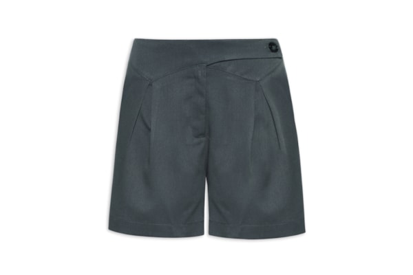 Short Feminino Com Pala Assimétrica - Cinza