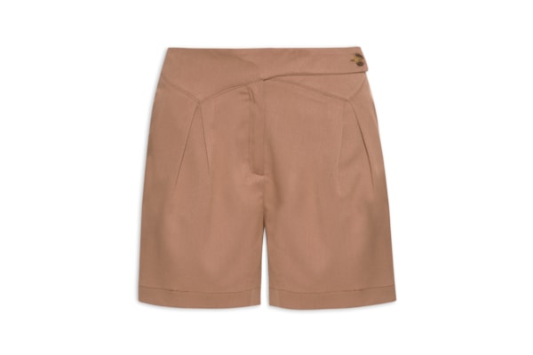 Short Feminino Com Pala Assimétrica - Marrom