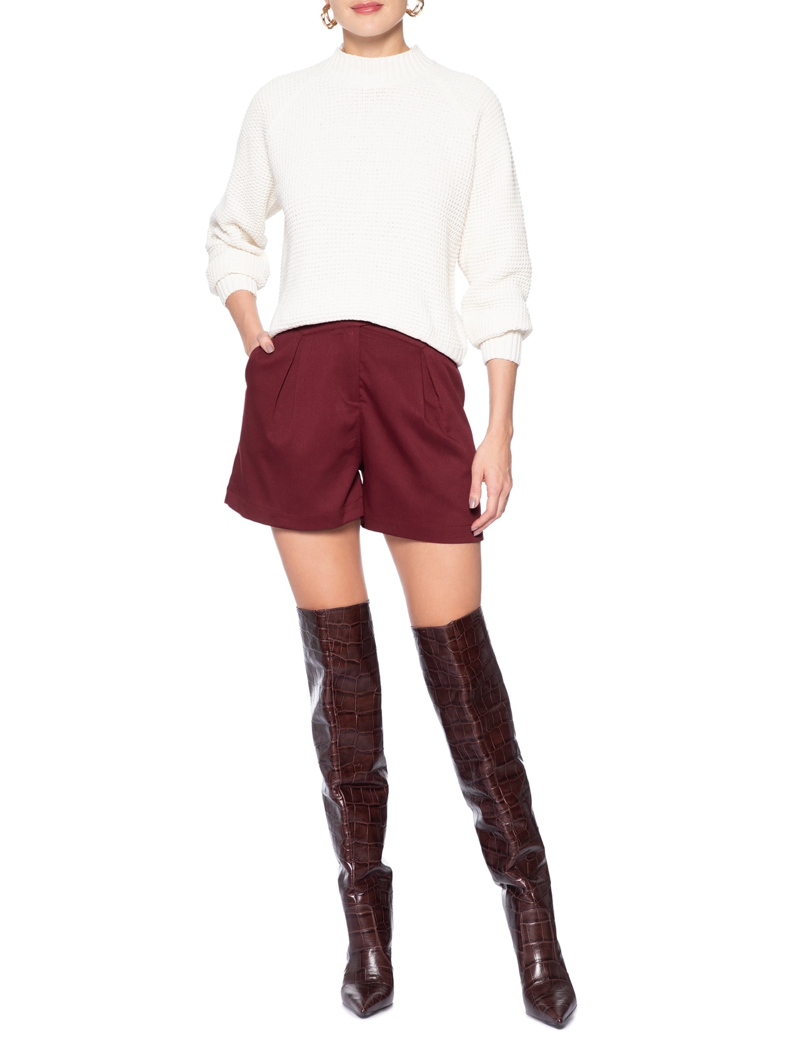 Short Feminino Com Pala Assimétrica Vermelho Market 33