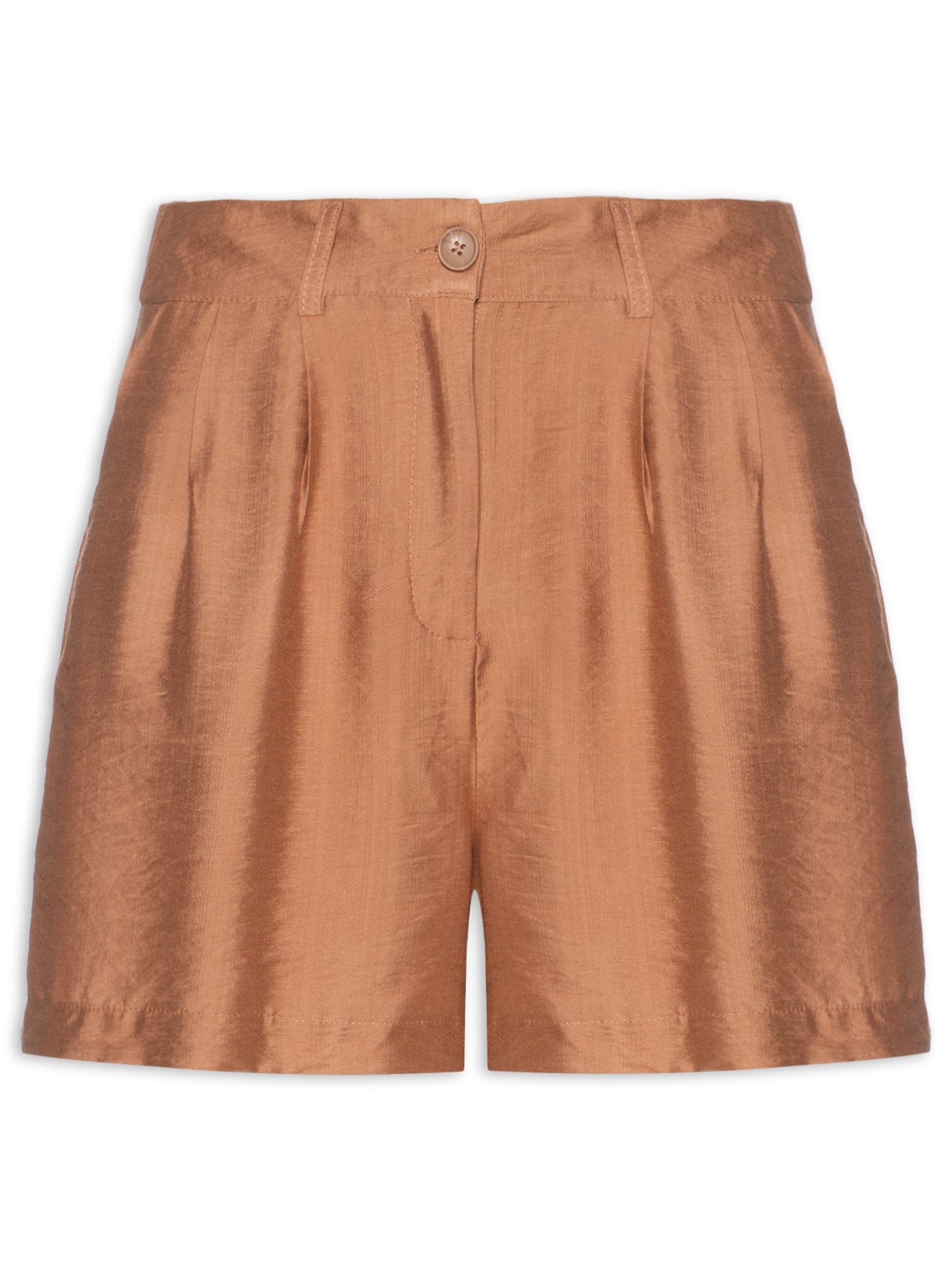 Short Feminino Com Pregas Marrom Market 33