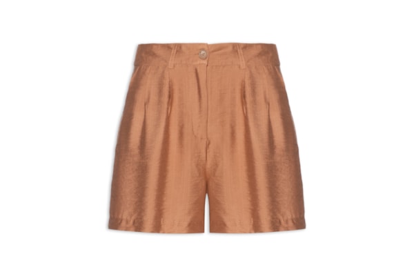 Short Feminino Com Pregas - Marrom
