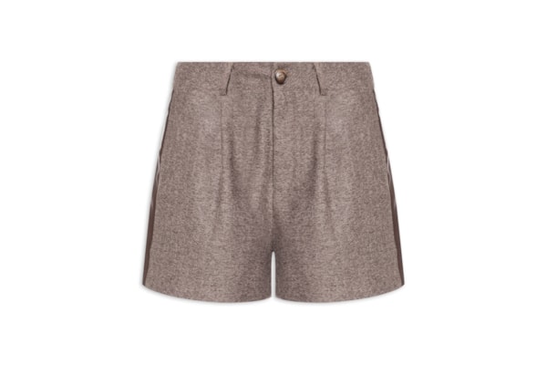 Short Feminino Com Pregas - Marrom