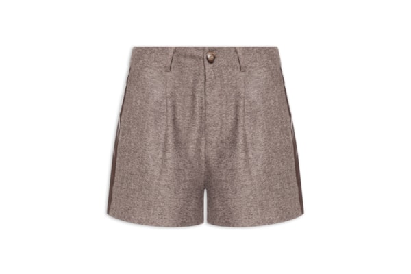 Short Feminino Com Pregas - Marrom