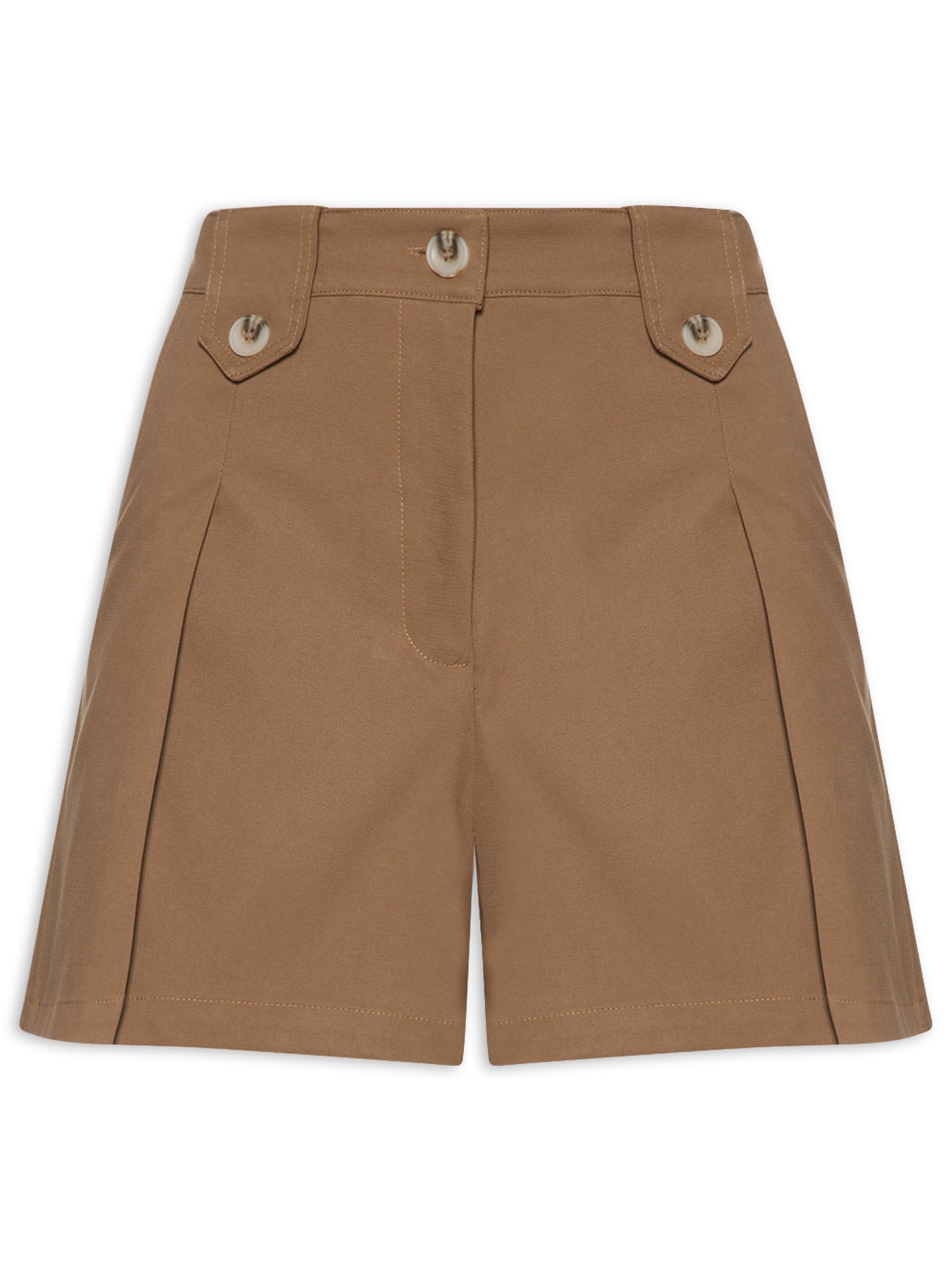 Short Feminino Com Pregas Marrom '2Essential
