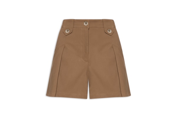 Short Feminino Com Pregas - Marrom