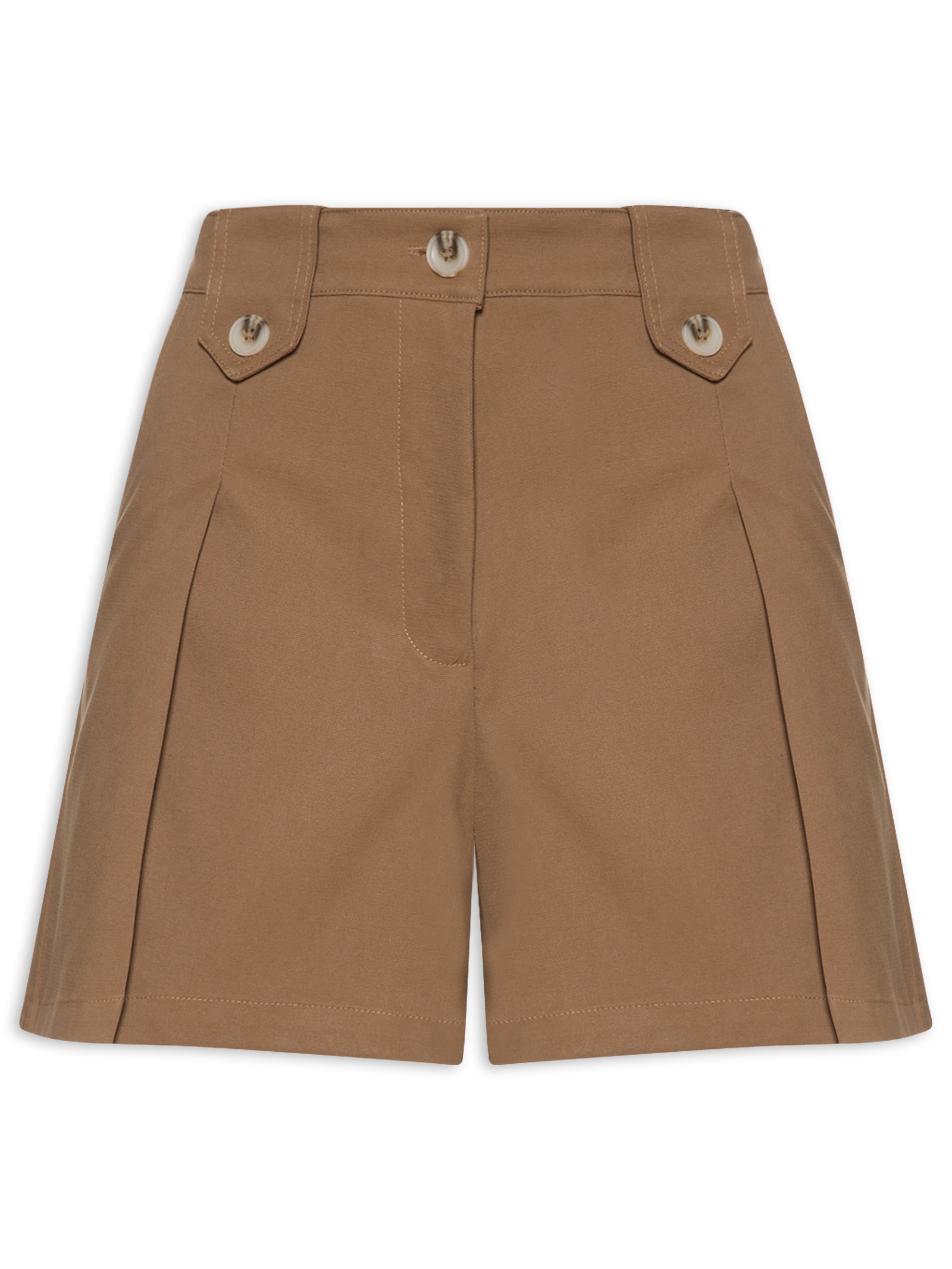 Short Feminino Com Pregas Marrom '2Essential