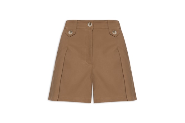 Short Feminino Com Pregas - Marrom
