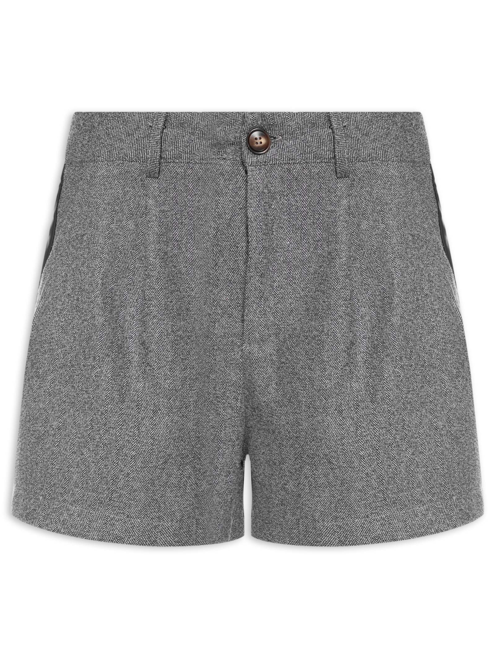 Short Feminino Com Pregas Preto Market 33