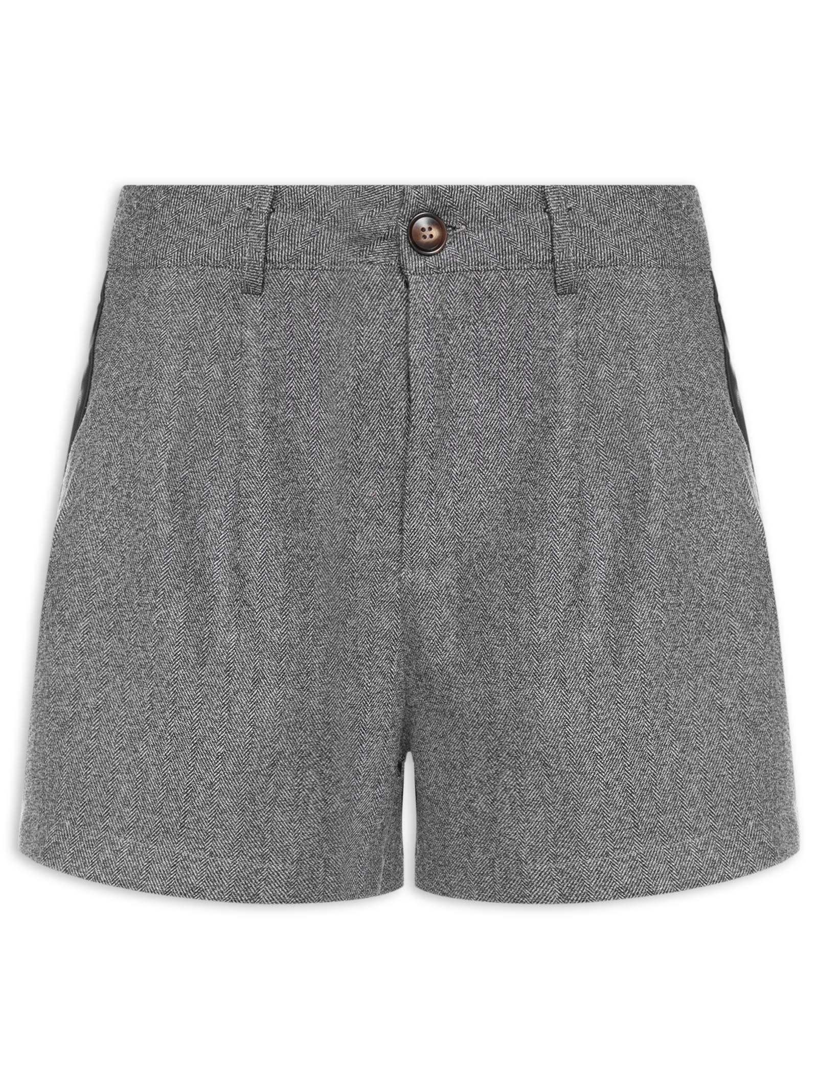 Short Feminino Com Pregas Preto Market 33