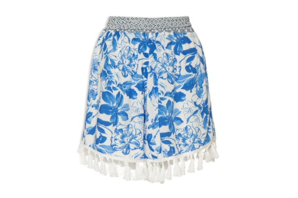 Short Feminino Com Tassel - Azul