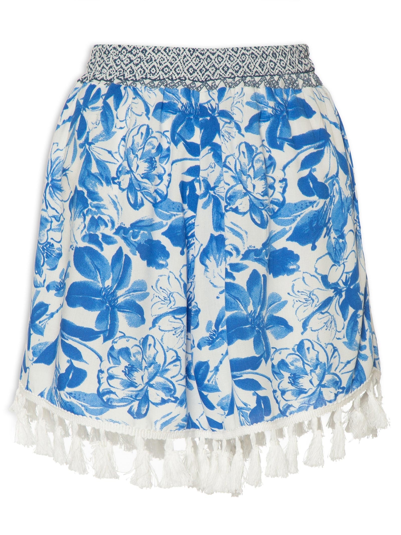 Short Feminino Com Tassel Azul Market 33