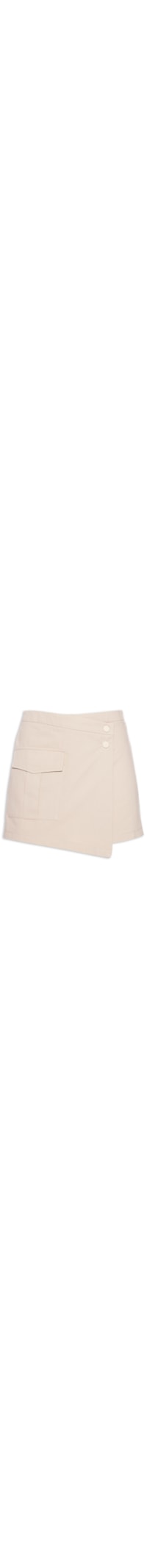 Short Feminino Cós Deslocado E Bolso Cargo - Bege