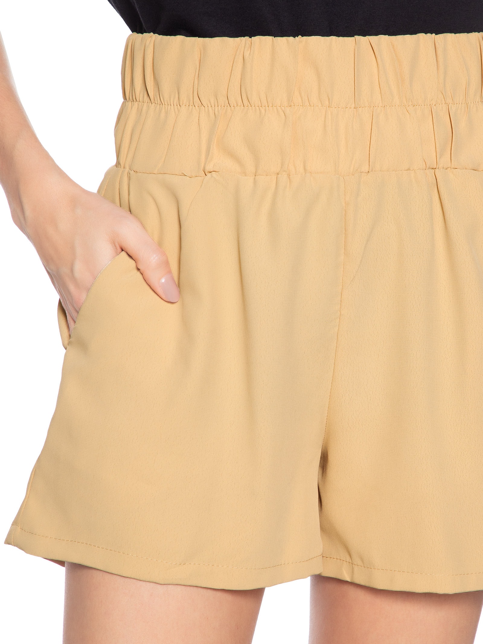 Short Feminino Cós Elástico Bege Basiq