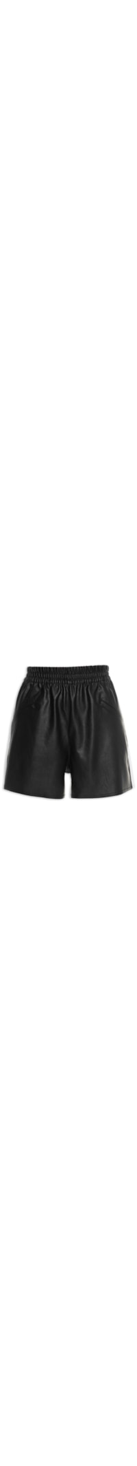 Short Feminino Couro Faixas Laterais - Preto