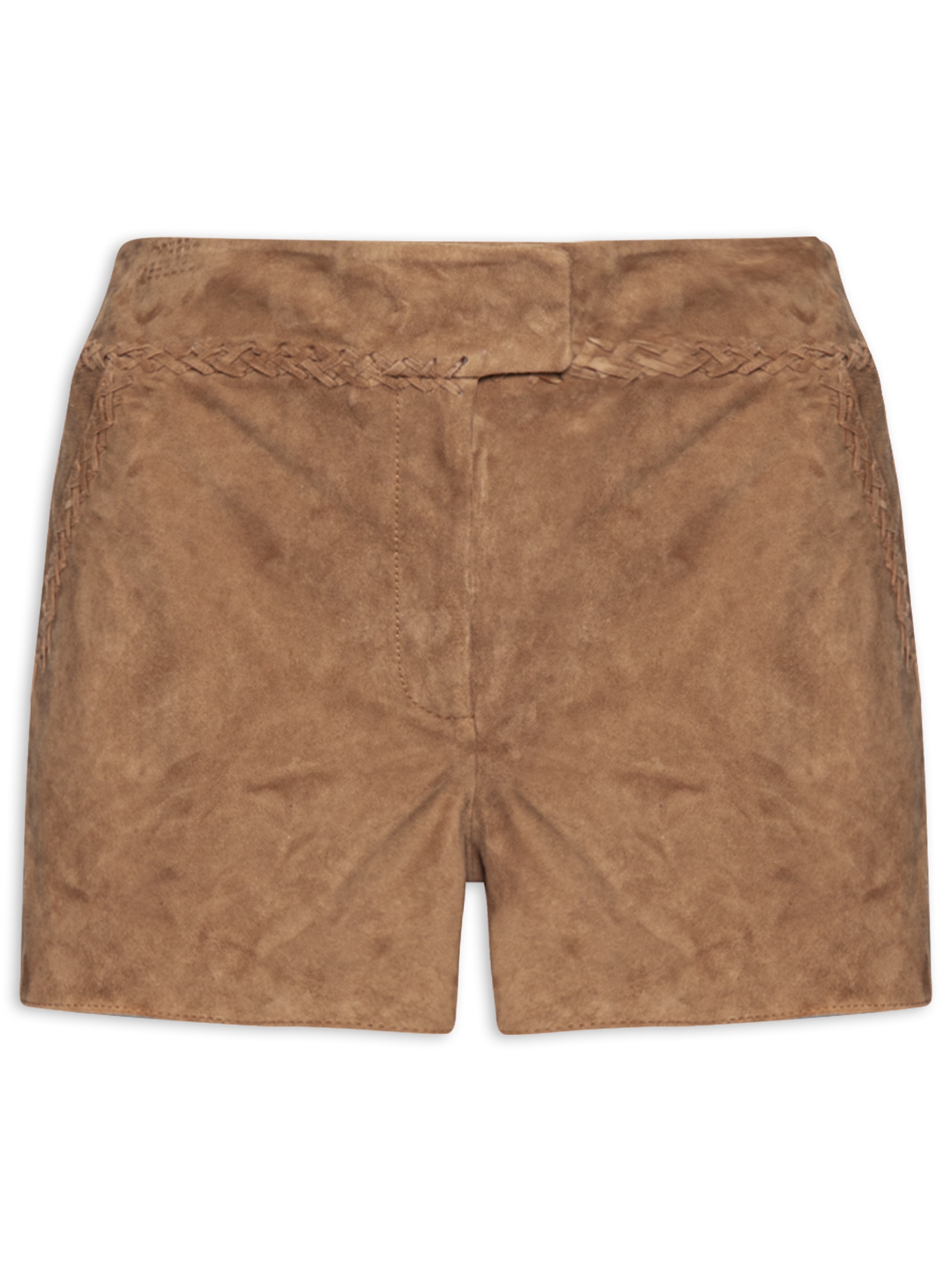 Short Feminino Couro Trançado Marrom Maria Filó