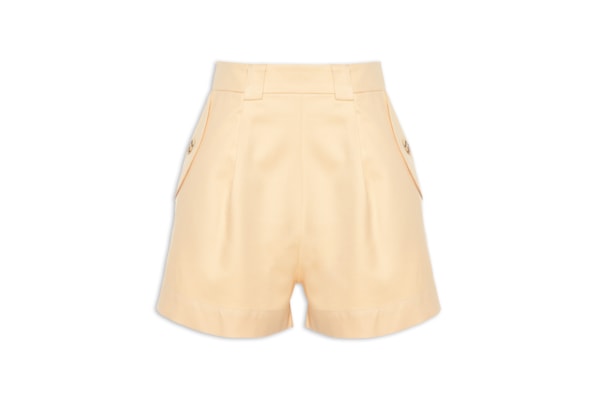 Short Feminino Curto Bolsos Com Lapela - Amarelo