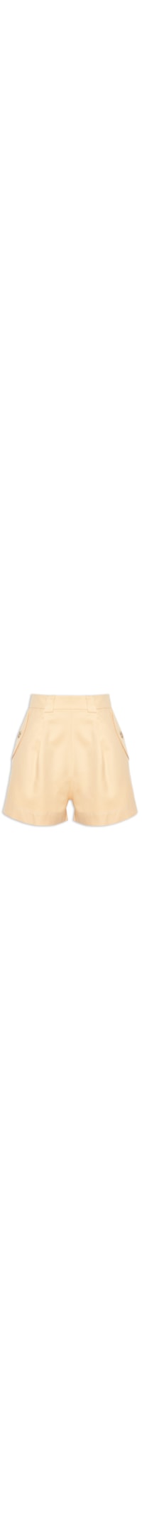 Short Feminino Curto Bolsos Com Lapela - Amarelo