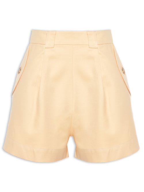 Short Feminino Curto Bolsos Com Lapela – Amarelo